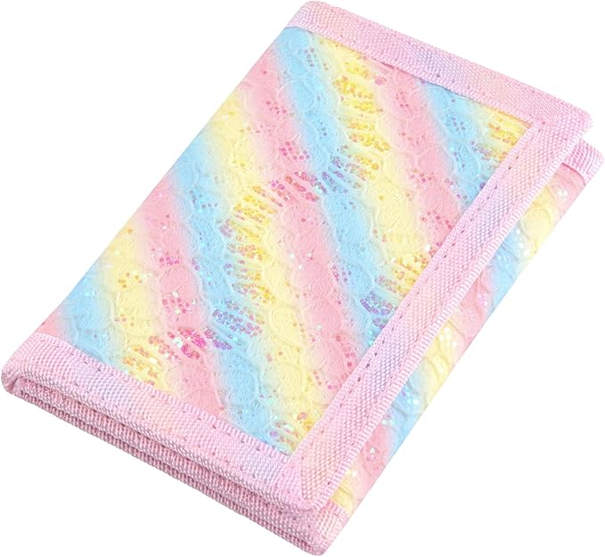 NEICY RFID Blocking Canvas Wallet for Men and Women - Camo Trifold Outdoor Sports Wallets with Magic Sticker for Teen Kids (Rainbow5)