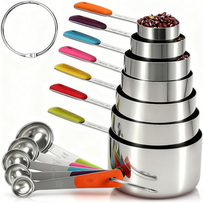 Bopei Measuring Cups and Spoons Set Stainless Steel 12 Piece by Bopei