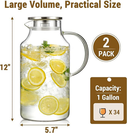 2 Pack 1 Gallon thickened Glass Pitcher - Image 3