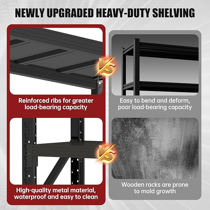 60" W Storage Shelves Heavy Duty, 4 Tier Metal Garage Shelving Units, 5000LBS - Image 5