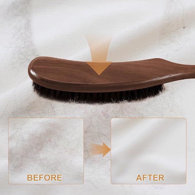Wood Felt Brush, Large Black Walnut Wood Handle Boar Bristle Lint Brush - Image 7