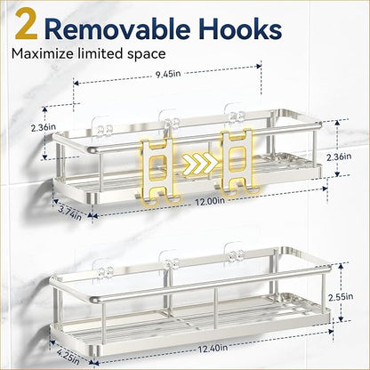 YASONIC Shower Caddy Adhesive, No Drill Bathroom Shower Organizers, - Image 2