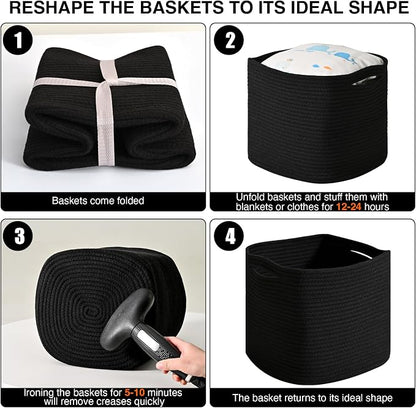 11 Inch Cube Storage Bins, Storage Cube Organizer Bins, Woven Cotton Rope Basket - Image 7