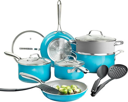 GOTHAM STEEL 15 Pc Ceramic Cookware Set, Ceramic Pots and Pans Set Non Stick by GothamSteel