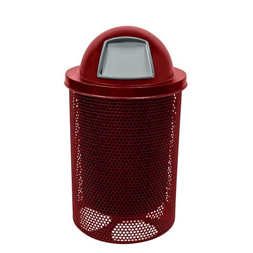 COATEDOUTDOORFURNITURE RDT-P-TXTBUR Heavy Duty Round Trash Receptacle by CoatedOutdoorFurniture
