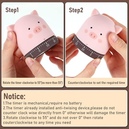 Queekay 4 Pcs Kitchen Cooking Timer Animal Mechanical Timer 60 Minute Wind up - Image 3