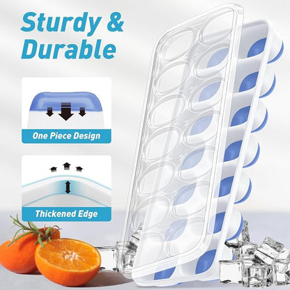 ChefAide Ice Cube Tray with Lid, 4 Packs 56 Cubes Durable Stackable Ice Cube - Image 3