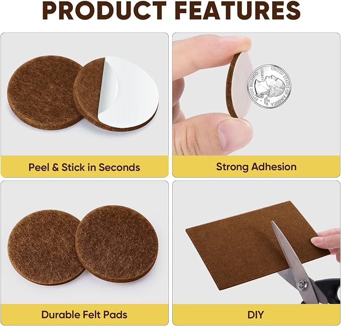 BALEINE 141PCS Felt Furniture Pads, Scratch-Reducing Floor Protectors - Image 4