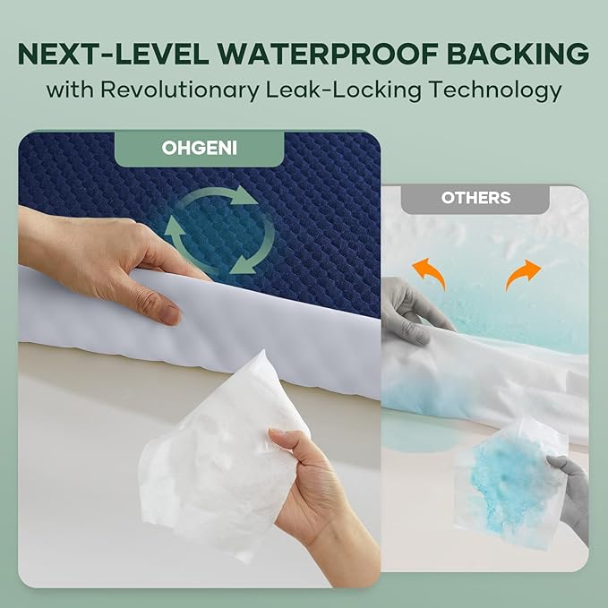 OhGeni 100% Waterproof Mattress Protector, King Size Mattress Pad, Fits 6"-20" - Image 4
