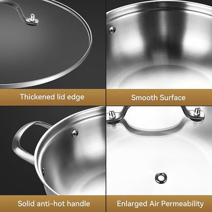 LOLYKITCH 5 QT Tri-Ply Stainless Steel Sauté Pan, 12 Inch Deep Frying Pan - Image 6