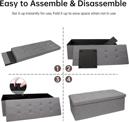GLAXYFUR 43.3 inches Folding Storage Ottoman Bench Storage Chest Footrest - Image 4