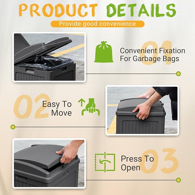 YESHOMY 2 Pack Outdoor Trash Can - Image 2