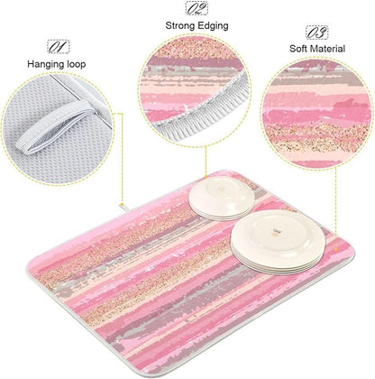 Pink Gold Stripe Dish Drying Mat - Image 4