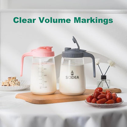 32oz Glass Pitcher with Lid, Heat & Cold Resistant, Leak-Proof Wide-Mouth Milk - Image 5