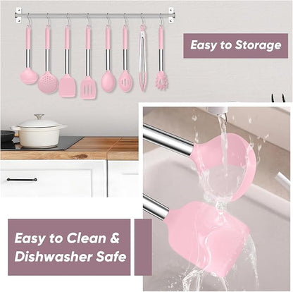 TeamFar Kitchen Utensils Set of 8, Silicone Utensils Kitchen Tools Set - Image 6