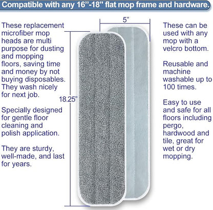 Microfiber Mop Replacement Pads 18 Inch Compatible - Image 2