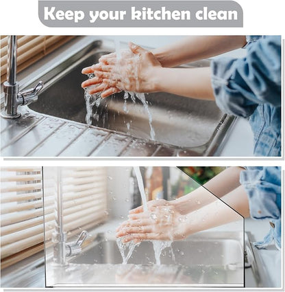 Vesici 2 Pcs Clear Acrylic Sink Splash Guard Freestanding Panel Barrier - Image 4