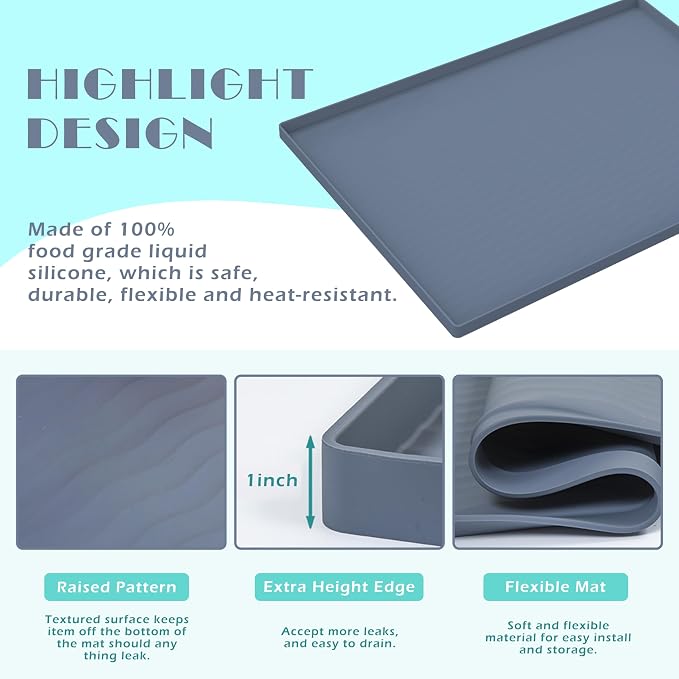 URMONA Waterproof Silicone Under Sink Mat 37'' x 22'' Shelf Liner - Image 4