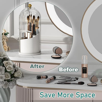 GAXmi Makeup Brush Holder with Lid Cosmetic Tools Organizer 360 Rotating - Image 6
