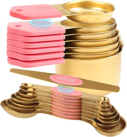 16-Piece Stainless Steel Measuring Cups and Spoons Set, Strong Magnetic Nesting by FONYA