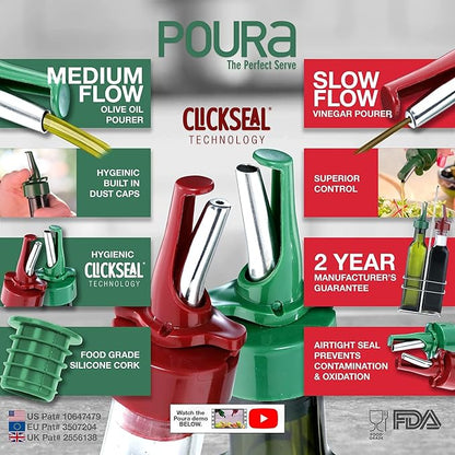 Poura Vinegar and Olive Oil Bottle Drizzler Set - Image 2