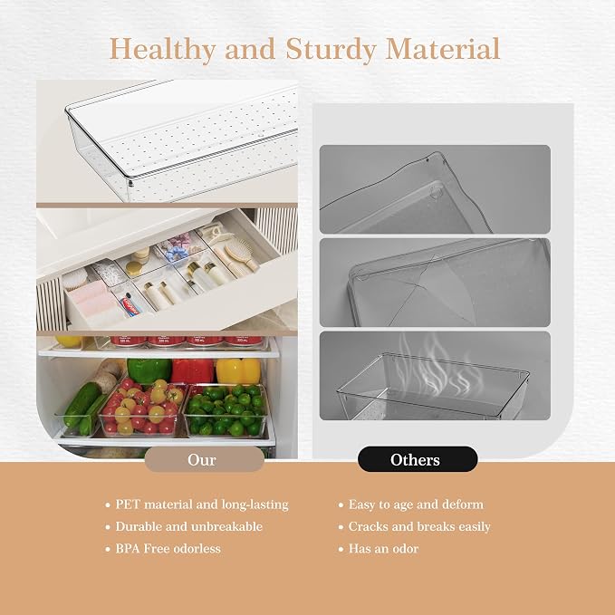 Criusia Drawer Organizer, 12 Pack Clear Plastic Kitchen Drawer Organizers Set - Image 5