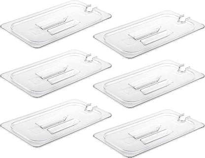 CURTA 6 Pack NSF Notched Food Pan Cover, 1/3 Size Clear Polycarbonate Lid by CURTA