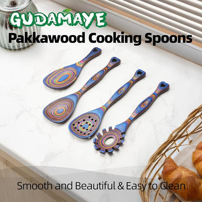 Gudamaye Pakkawood Wooden Cooking Utensils Set 7-Piece-Wooden Spoons - Image 5