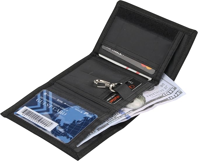 NEICY RFID Blocking Canvas Wallet for Men and Women - Camo Trifold Outdoor Sports Wallets with Magic Sticker for Teen Kids (Blue Set)