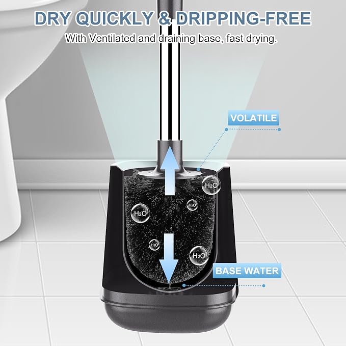 SetSail Toilet Brush and Holder 3 Pack, Self Closing Lid Toilet Bowl Brushes - Image 5