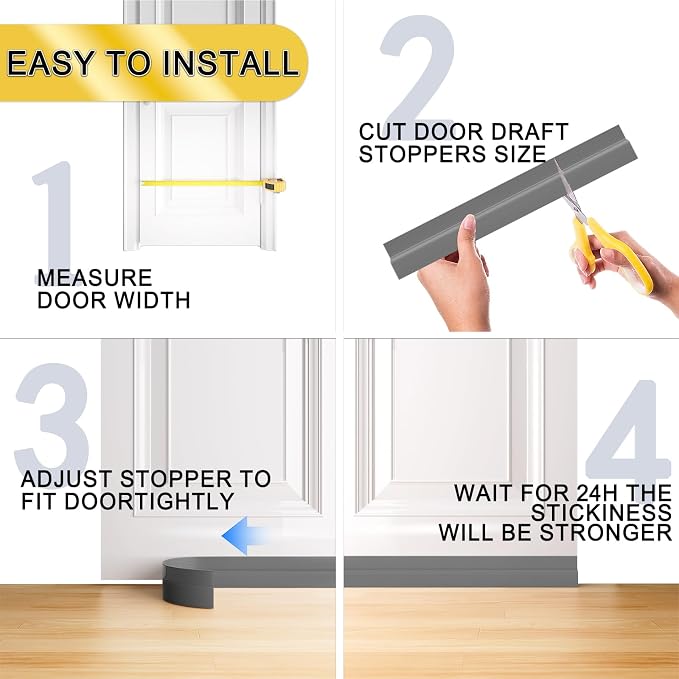 Door Draft Stopper, Door Sweep for Bottom of Doors, Weather Stripping Seal - Image 6