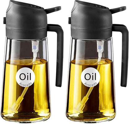 YARRAMATE 2Pcs 16oz/470ml Olive Oil Dispenser, Food-grade 2 in 1 Oil Glass by YARRAMATE