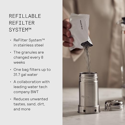 Aarke Purifier Large Glass Pitcher Bundle w/Steel Filter, 4 Pure Refill Granules - Image 3