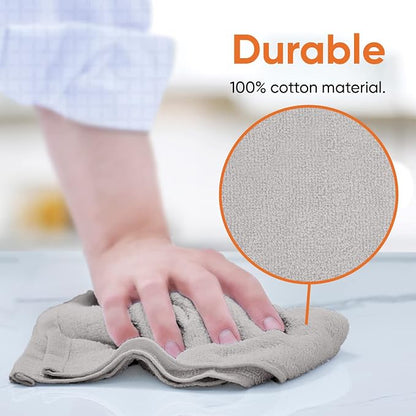 Superio Cotton Terry Washcloths Grey Towels 100% Cotton Cleaning Cloth 16" Rags - Image 4