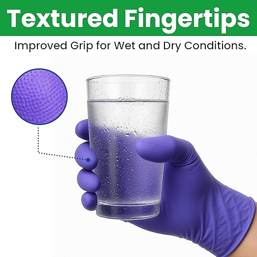 SafeWay Nitrile Disposable Gloves — Multi-Purpose Powder-Free, Non-Latex, Medical Use, and Textured Fingertips for Food Prep, Cleaning, Tattoo, Nursing, Lab, Examination, & More — (6000 pcs, X-Large)