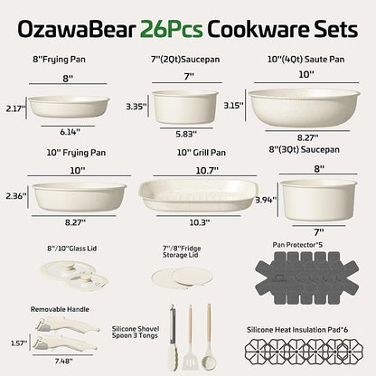 26 Pcs Pots and Pans Set Non Stick, Ceramic Cookware Set Non Toxic - Image 2
