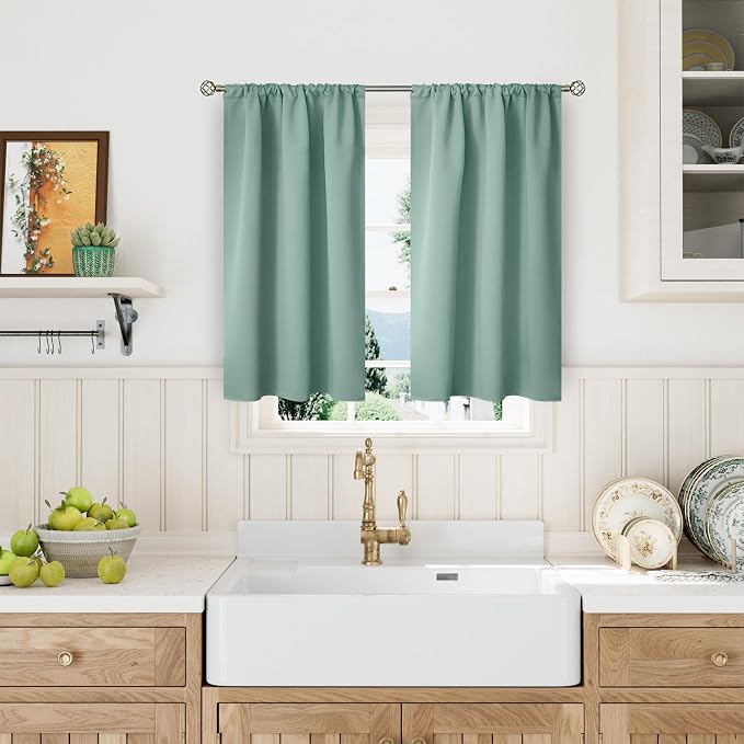 BGment Sage Green Blackout Curtains 40 Inches Long - Image 2