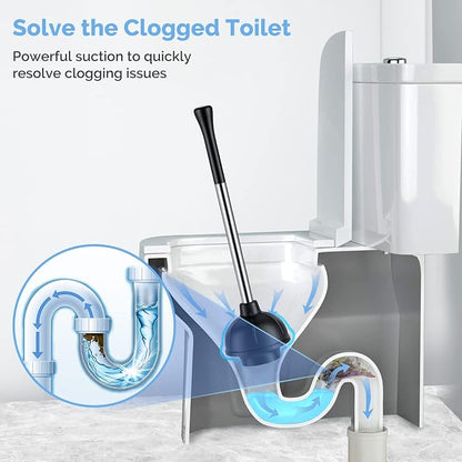 HAMITOR Toilet Plunger and Bowl Brush Set: 2 in 1 Stainless Steel Heavy Duty - Image 3