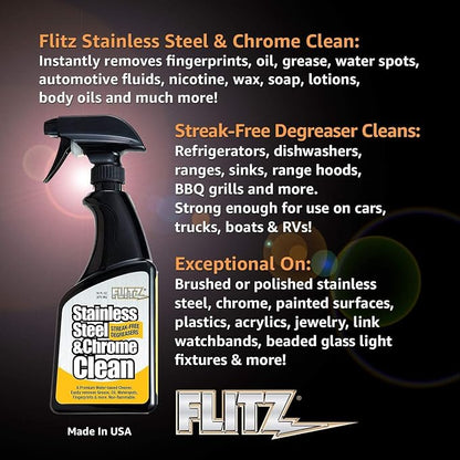 Flitz Stainless Steel & Chrome Clean - 16oz Bottle - Image 9
