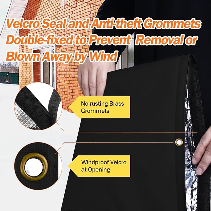 Backflow Preventer Pipe Insulation Cover (5°F) - Irrigation Sprinkler Valve Insulated Pouch - Water Well Pump Cover - Sturdy 5 Layers for Winter Freeze Protection, 24" W x 36" H, Black