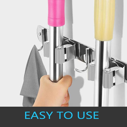 2 Pcs Mop Broom Holder Wall Mounted, Dustpan Holders, Stainless Steel Mop - Image 5