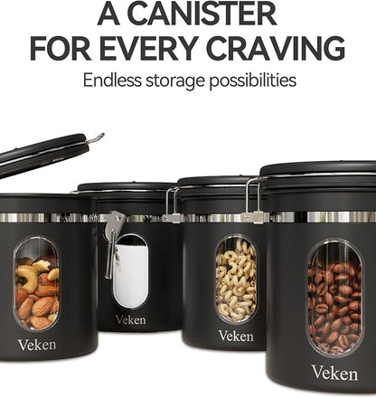 Veken Coffee Canister with Window, Airtight Stainless Steel Kitchen Food - Image 8