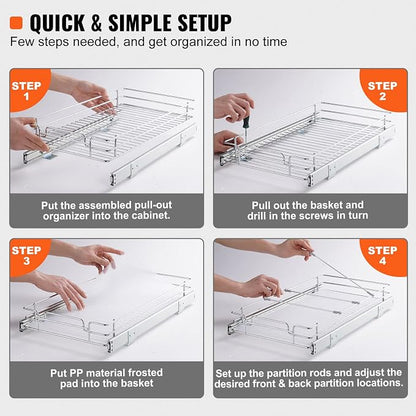 VEVOR 12.5"Wx21"Dx3.5"H Pull Out Cabinet Organizer, Heavy Duty Slide Out Pantry - Image 5