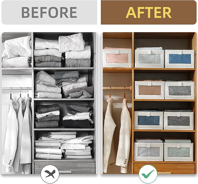 Linen Closet Organizers And Storage, 6 Pack Closet Storage Bins Linen Closet - Image 3
