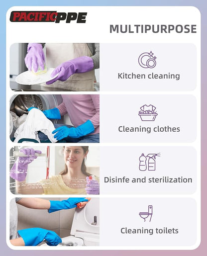 PACIFIC Cleaning Gloves with Latex free, Dishwashing Kitchen Gloves with Cotton - Image 5