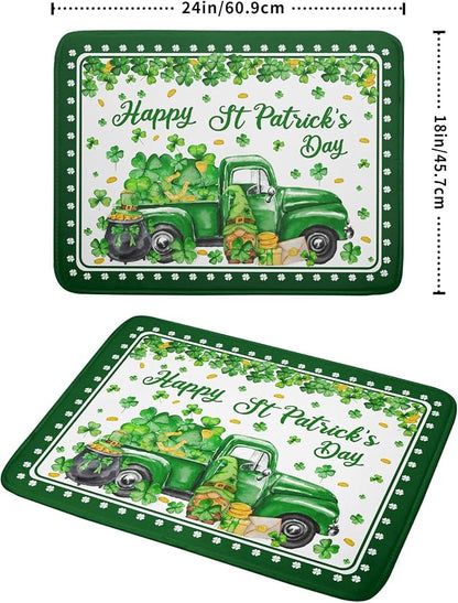 Shamrock Gnome Truck Dish Drying Mat Lucky Clover Dish Drainer Mat 18x24 inch - Image 2