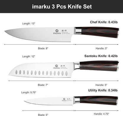 imarku 3 Pieces Knife Set, Japanese High Carbon Stainless Steel Chef Knife Set - Image 5