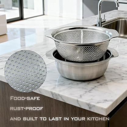 2 PCS Stainless Steel Colander, 3.5 QT 18/8 Stainless Steel Strainer, Colander - Image 7