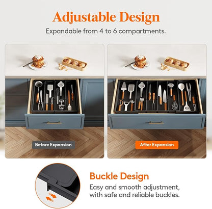 Lifewit Utensil Organizer for Kitchen Drawers, Expandable Cooking Utensil Tray - Image 5