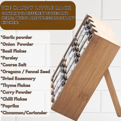 TILZ GEAR Wooden 3-Tier Spice Rack, 12 Filled Glass Jars, 12 Organic Spices - Image 2